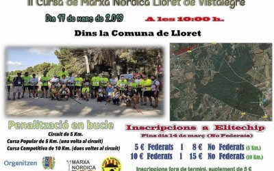 II Cursa Marxa Nòrdica Lloret de Vistalegre 2019. Diumenge, 17 de març, a les 10:00h.