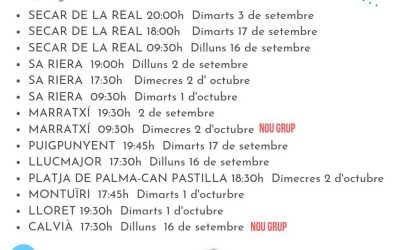 Inici del nou curs 2019-2020. Horaris, grups i dates d’inici!!!