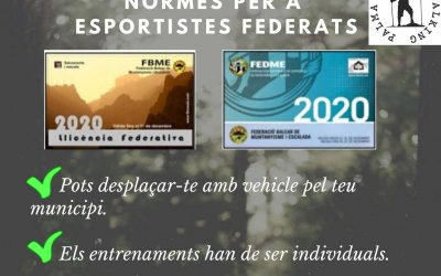 Normes per a esportistes federats. Fase 0 de desescalada.